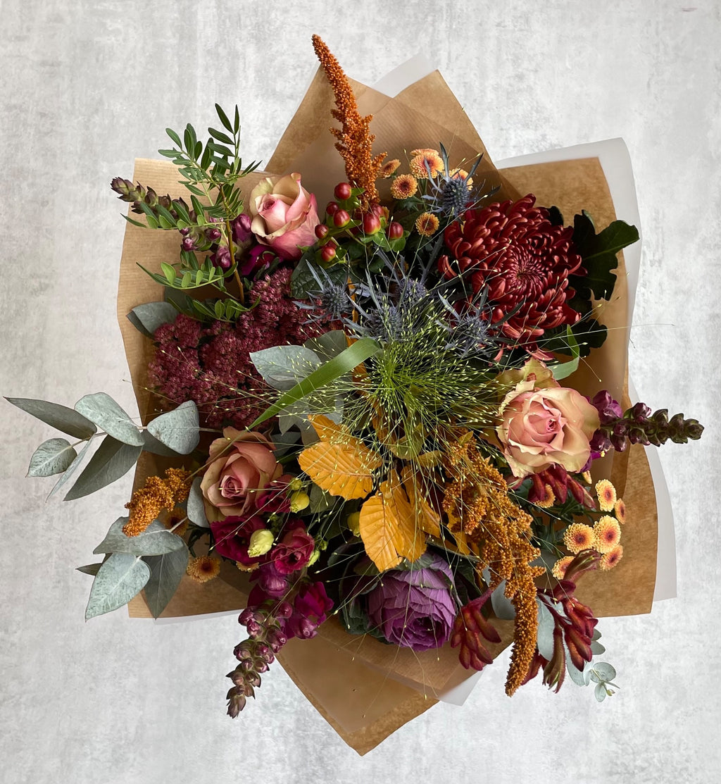 Rich autumn flower bouquet with seasonal blooms