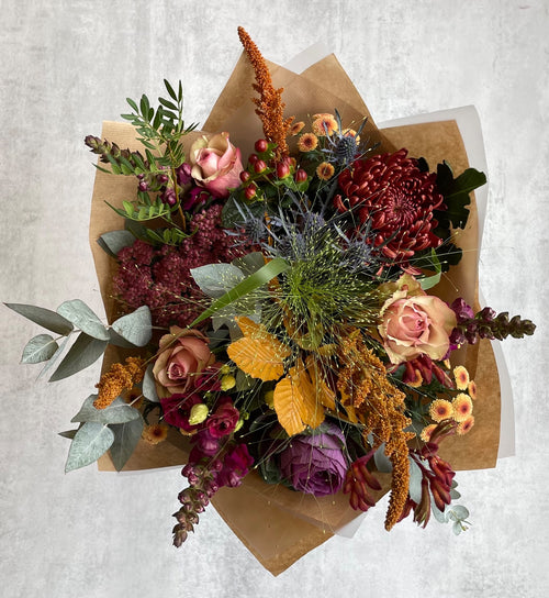 Rich autumn flower bouquet with seasonal blooms